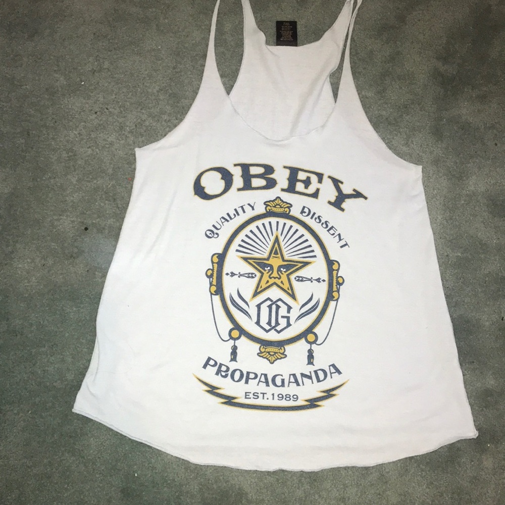 Baby blue obey tank top